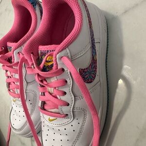Nike Air Force One Pink and White Sneakers